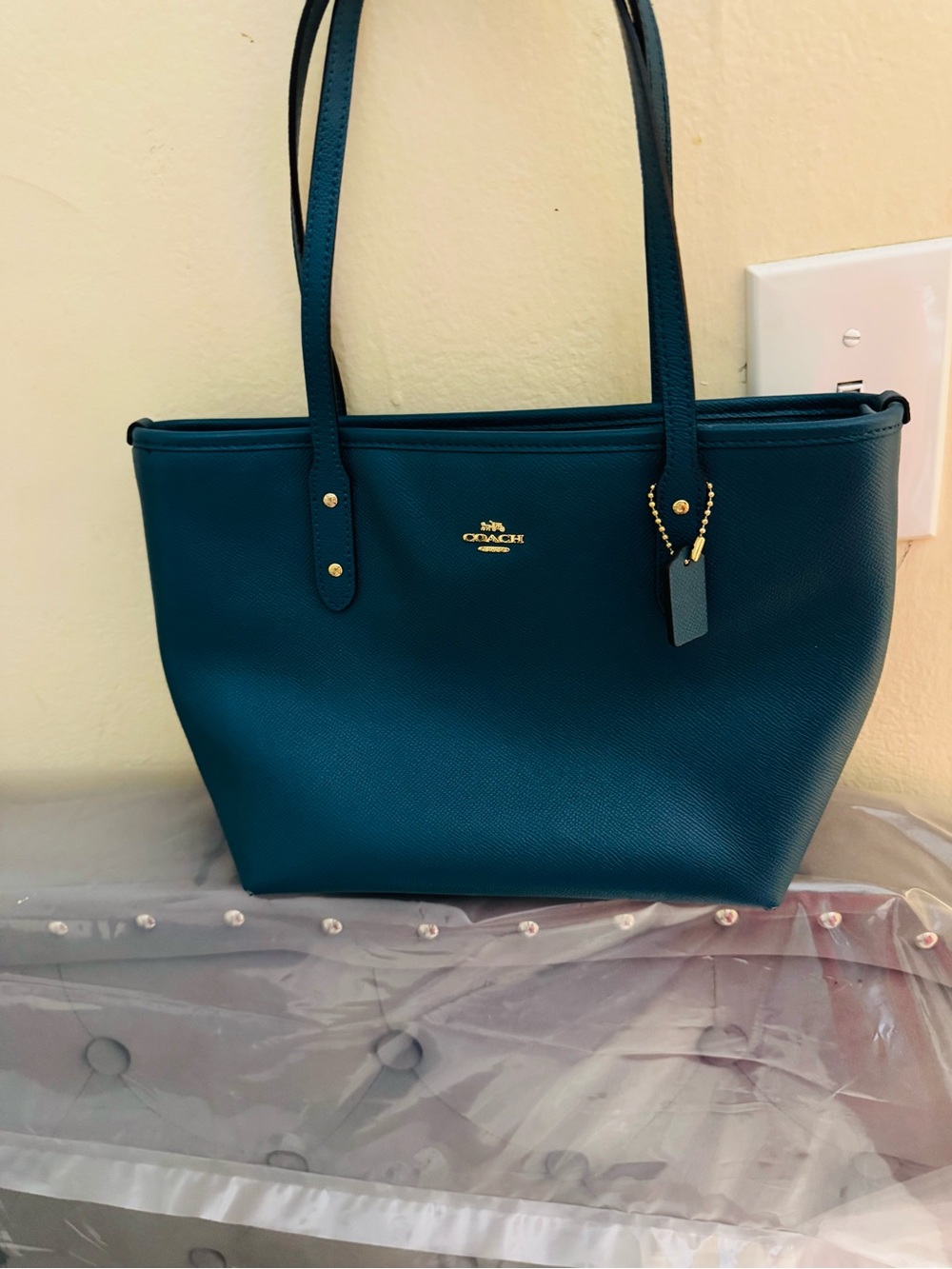Coach Leather Tote Bag in Teal